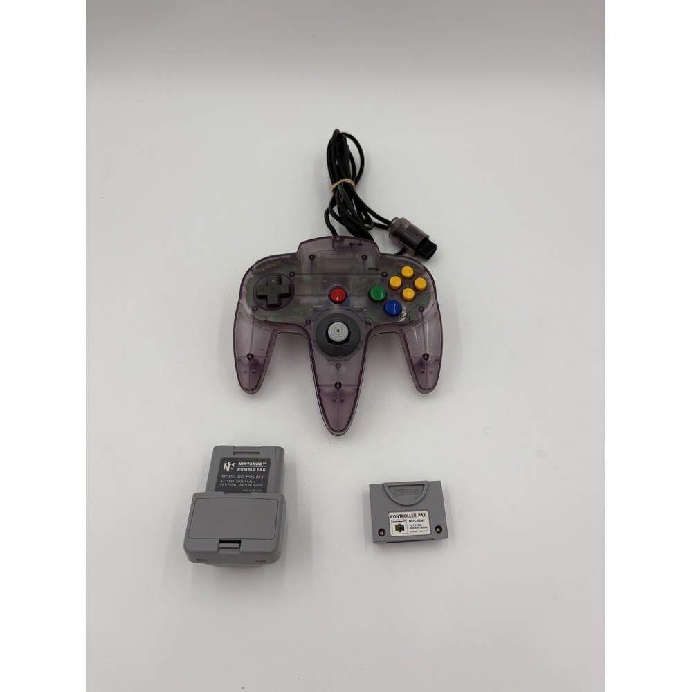 Nintendo 64 Controller AUTHENTIC TESTED Atomic Purple Rumble + Controller Pak